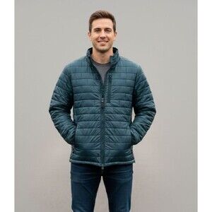 Mens XLarge Teal Quilted Packable Jacket Full Zip Lightweight Outerwear
